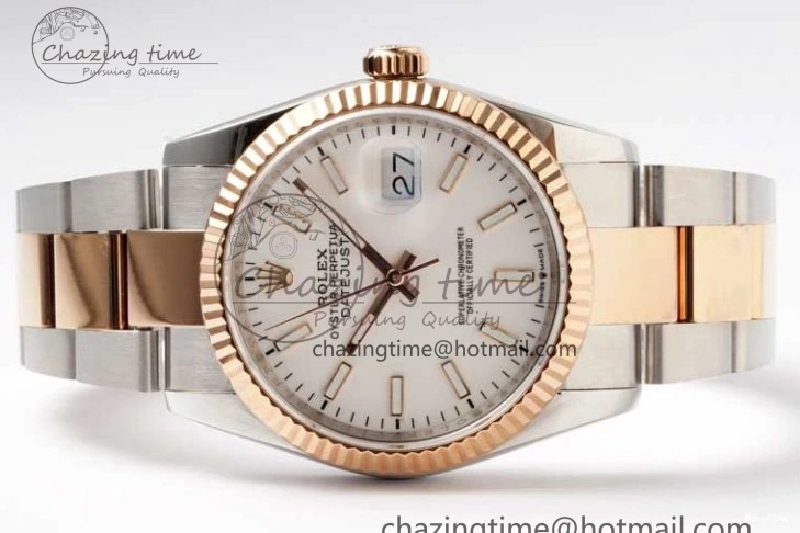 MiroTime 0508 Seasonal DateJust 36mm SS RG DIWF 1:1 Best Edition 904L Steel White Stick Dial on Jubilee Oyster SA 2306